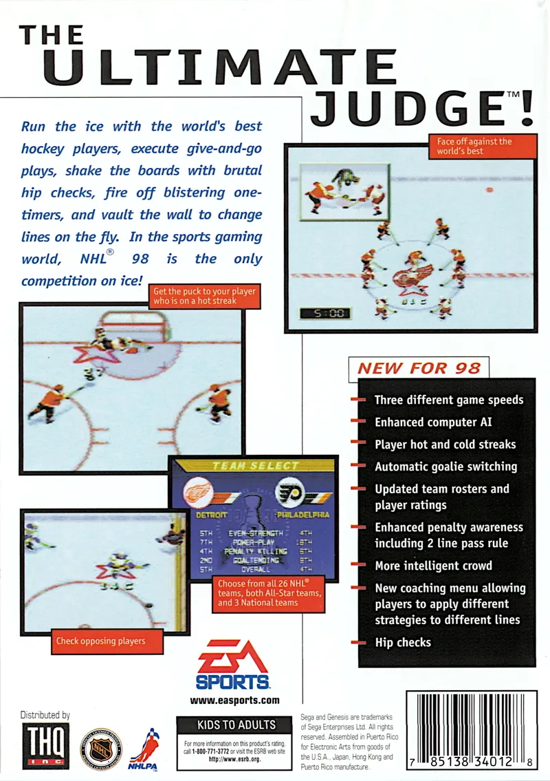 NHL 98 box back