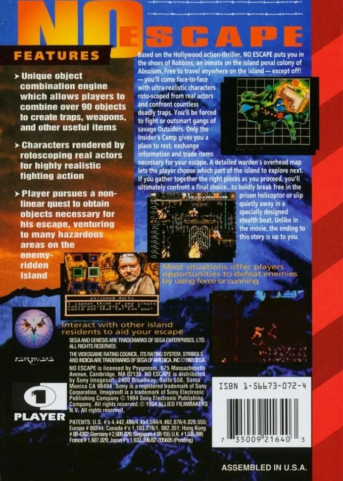 No Escape box back