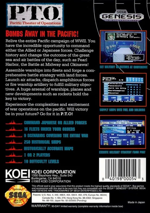 P.T.O.: Pacific Theater of Operations box back