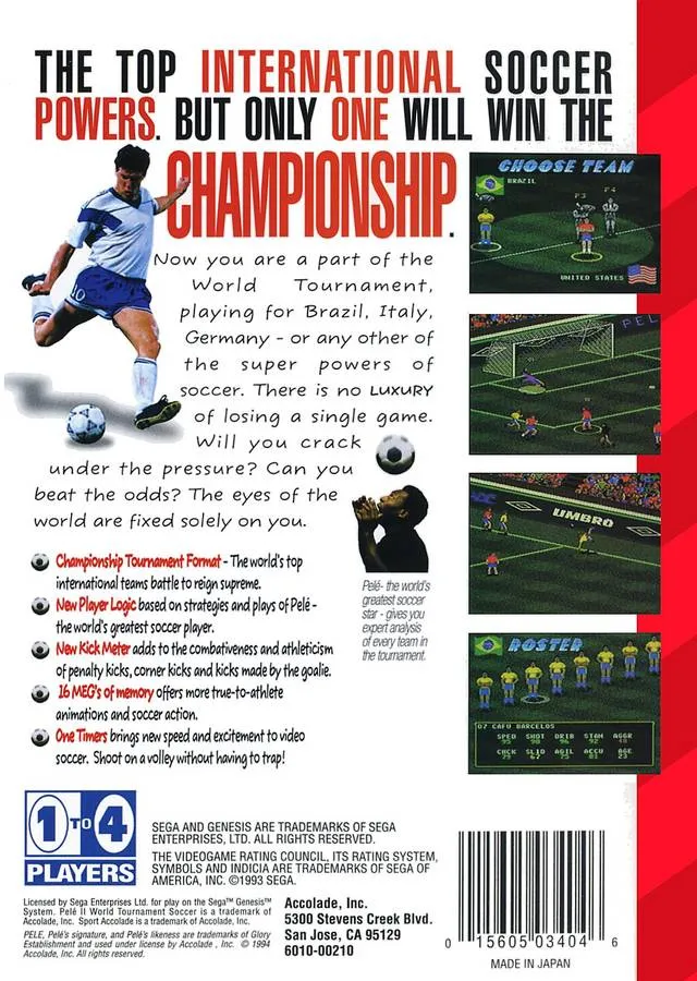 Pele II: World Tournament Soccer box back