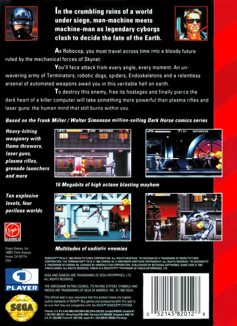 RoboCop versus The Terminator box back