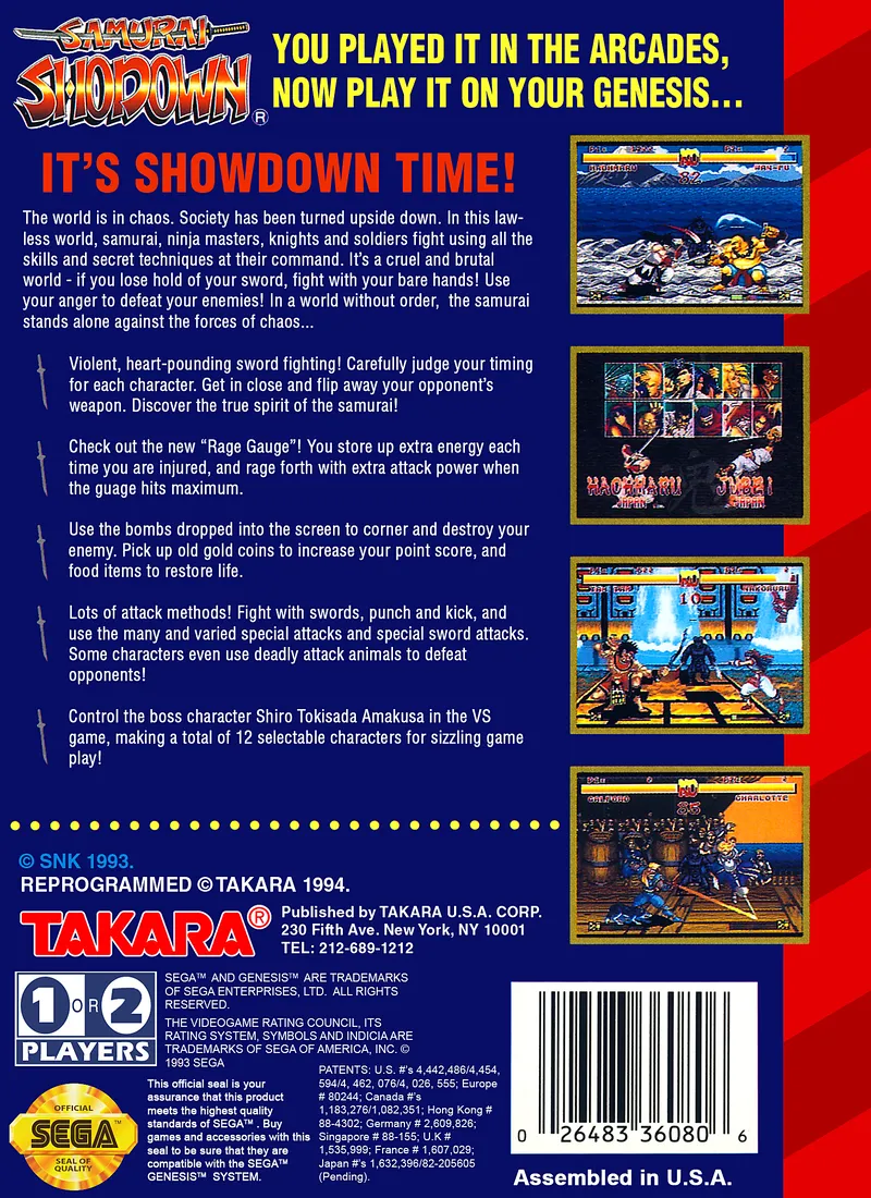 Samurai Shodown box back