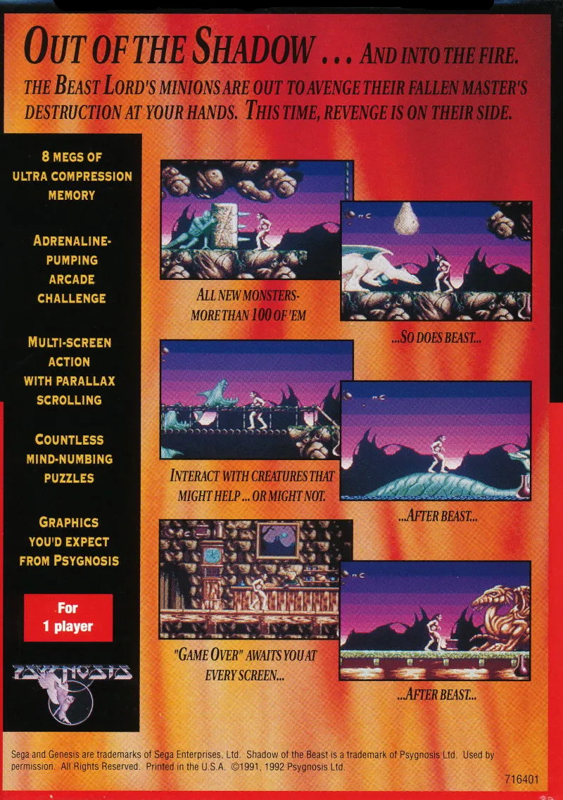 Shadow of the Beast II box back