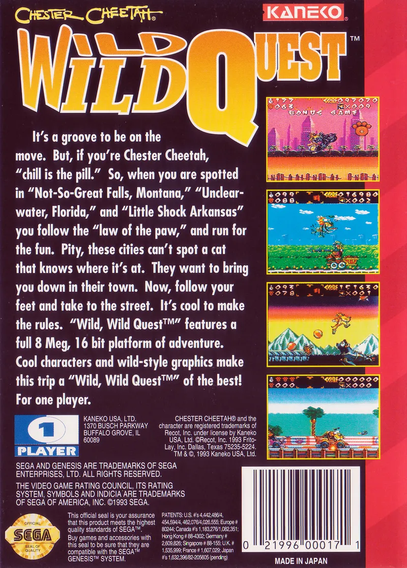 Chester Cheetah: Wild Wild Quest box back