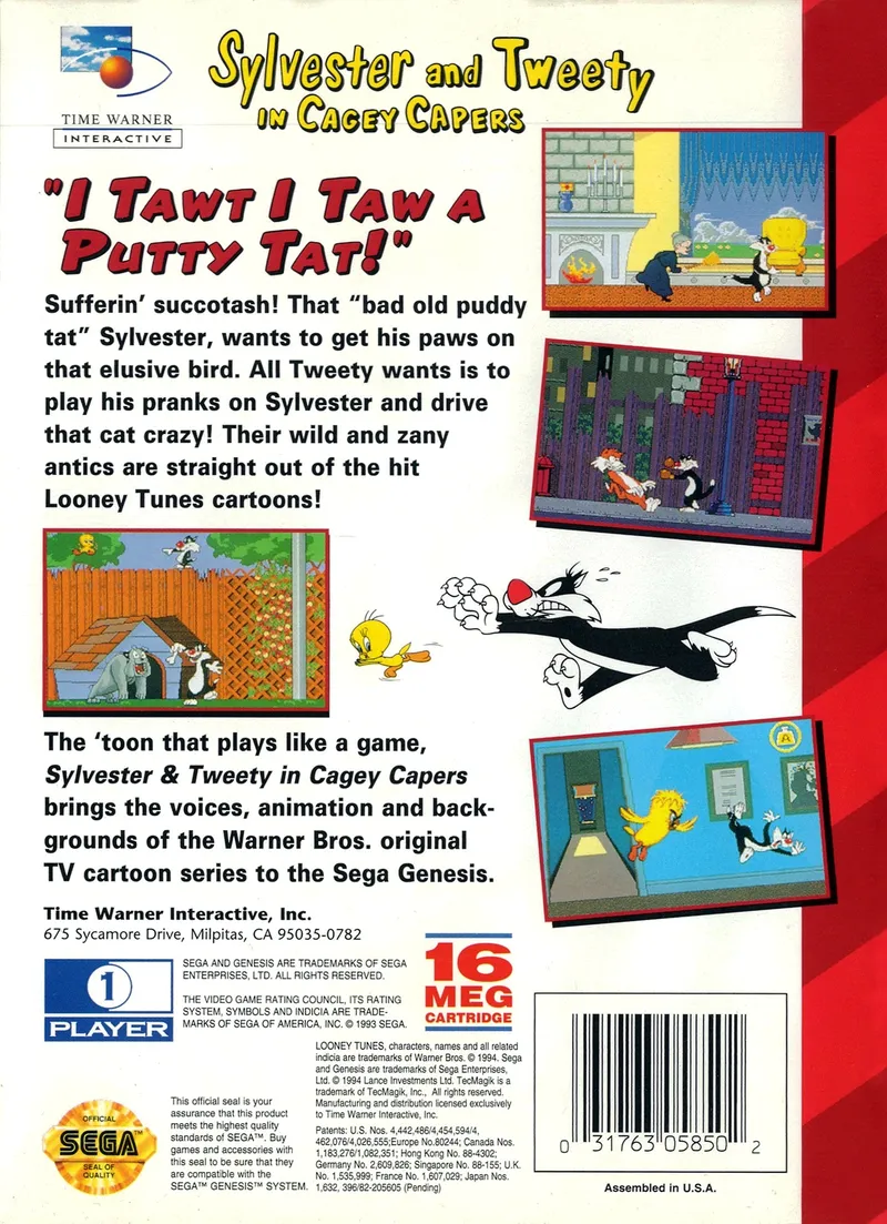 Sylvester And Tweety in Cagey Capers box back