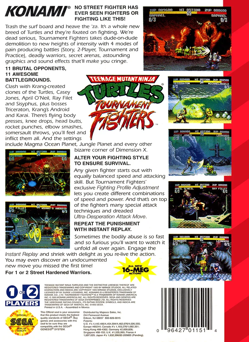 Teenage Mutant Ninja Turtles: Tournament Fighters box back