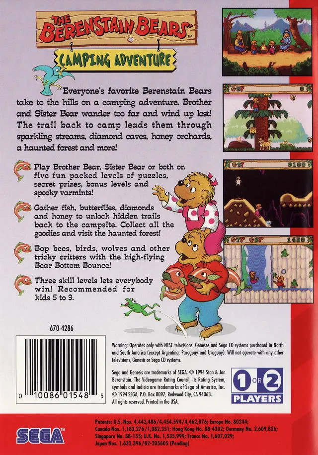 The Berenstain Bears: Camping Adventure box back
