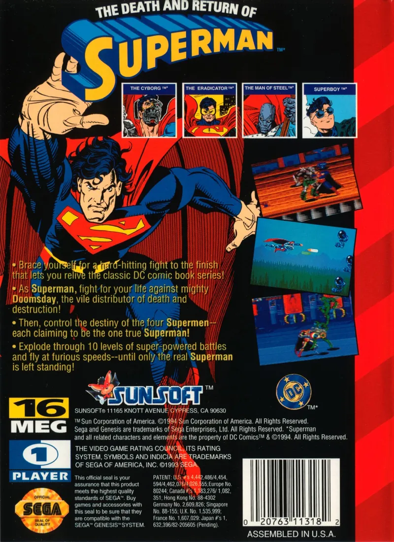The Death and Return of Superman box back