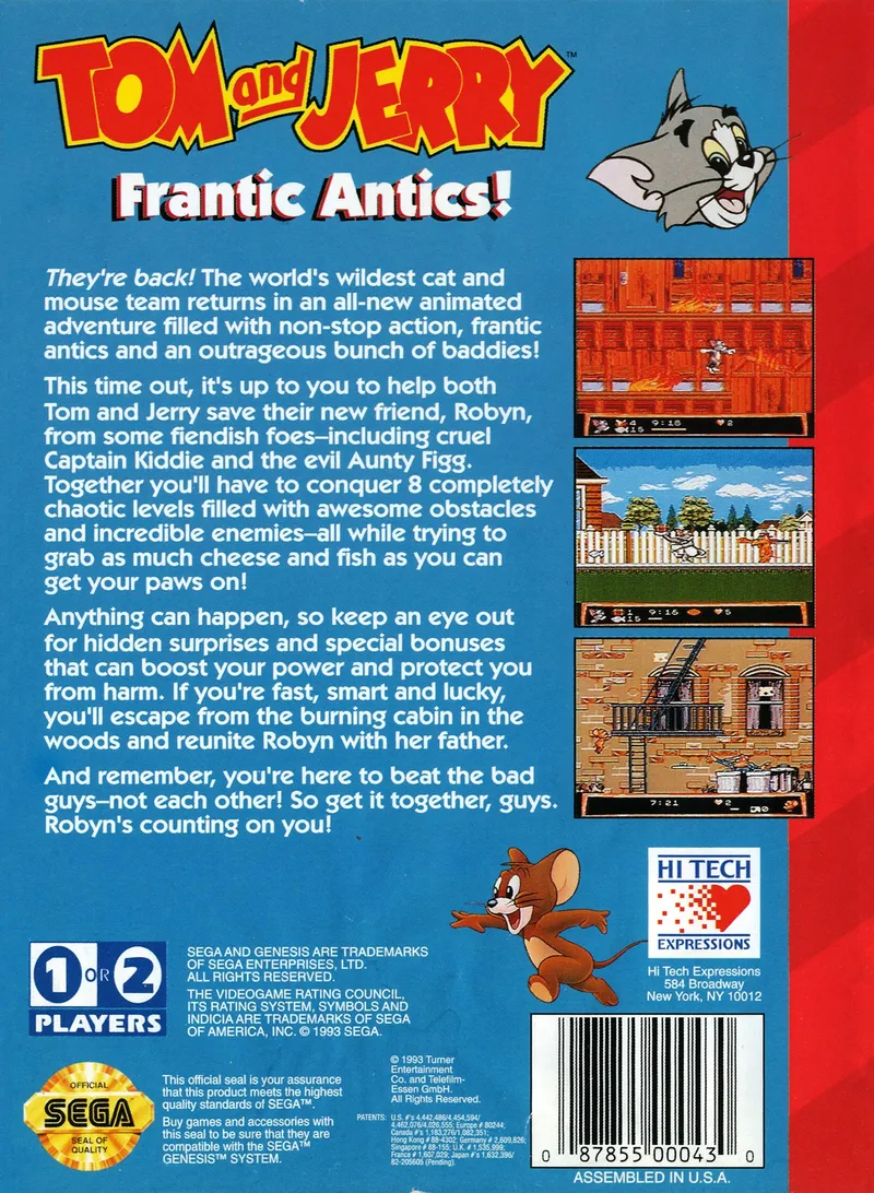 Tom and Jerry: Frantic Antics! box back
