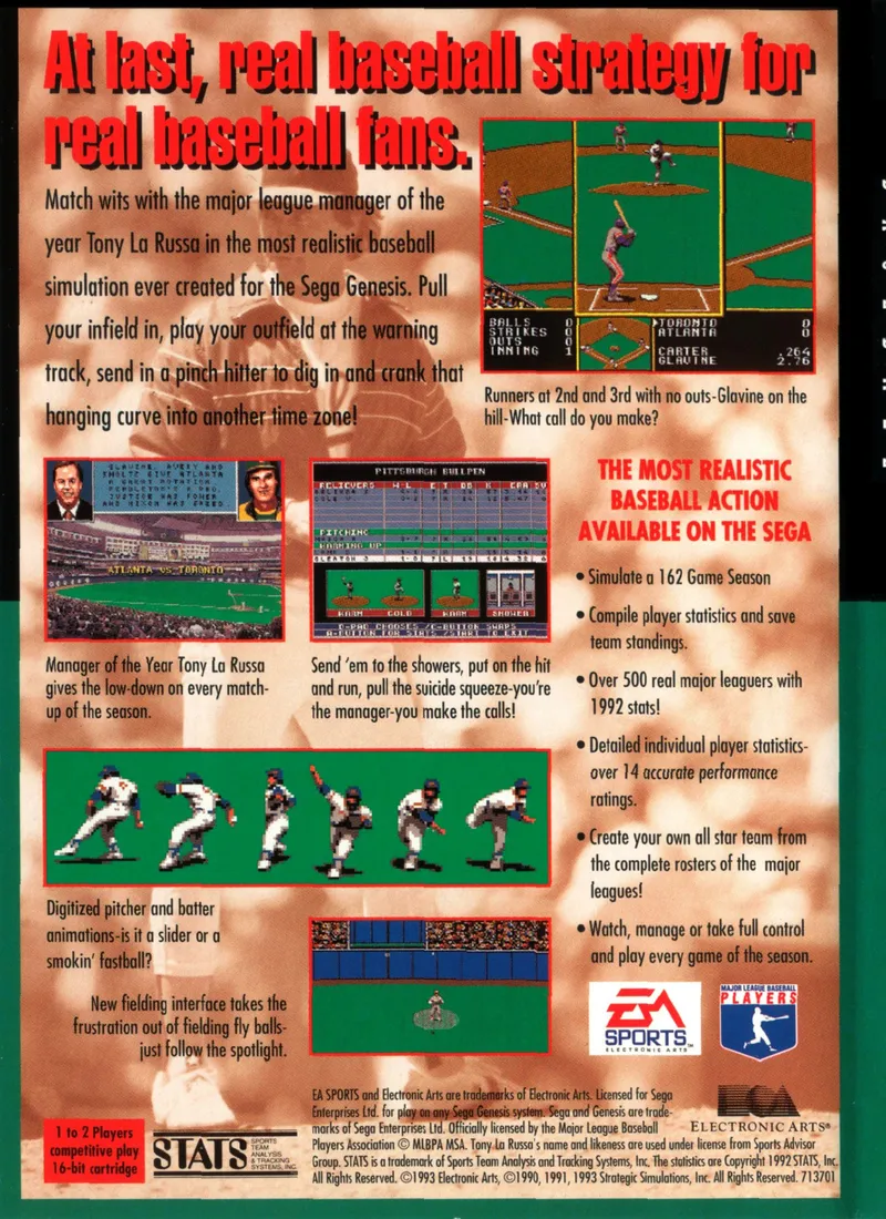Tony La Russa Baseball box back
