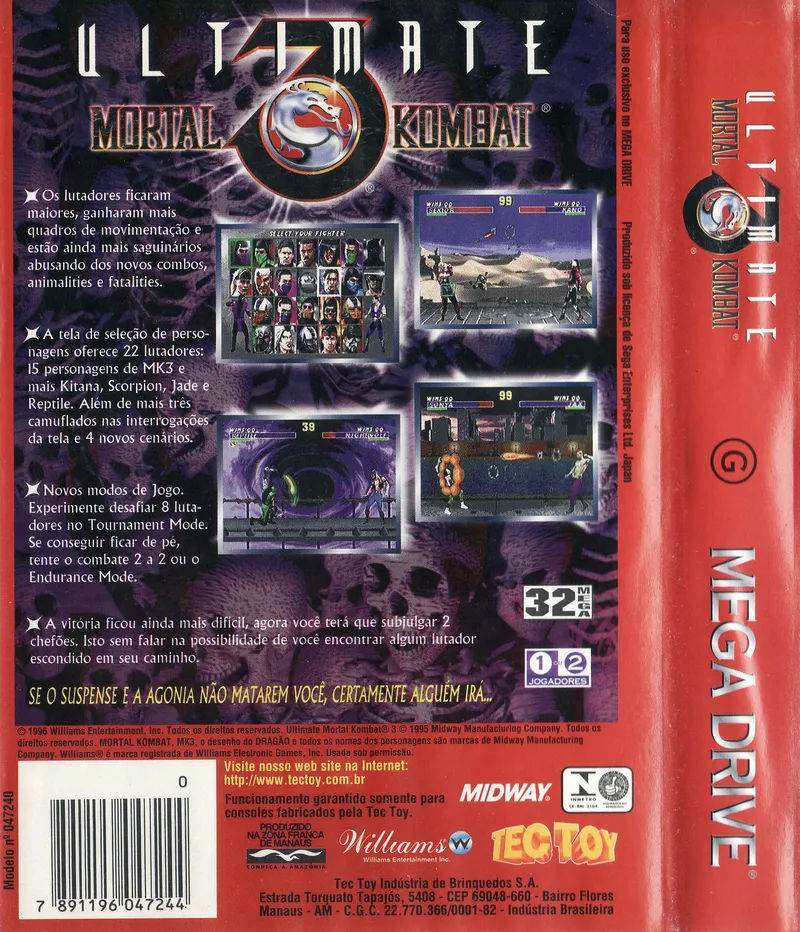 Ultimate Mortal Kombat 3 box back