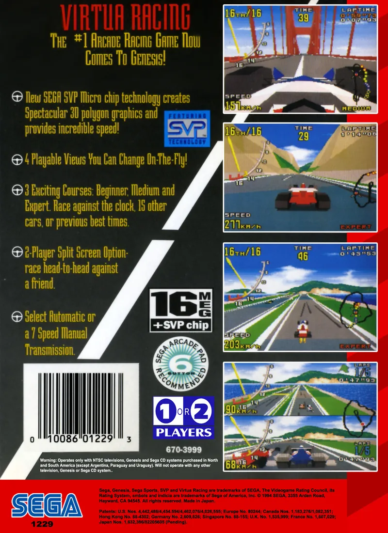 Virtua Racing box back