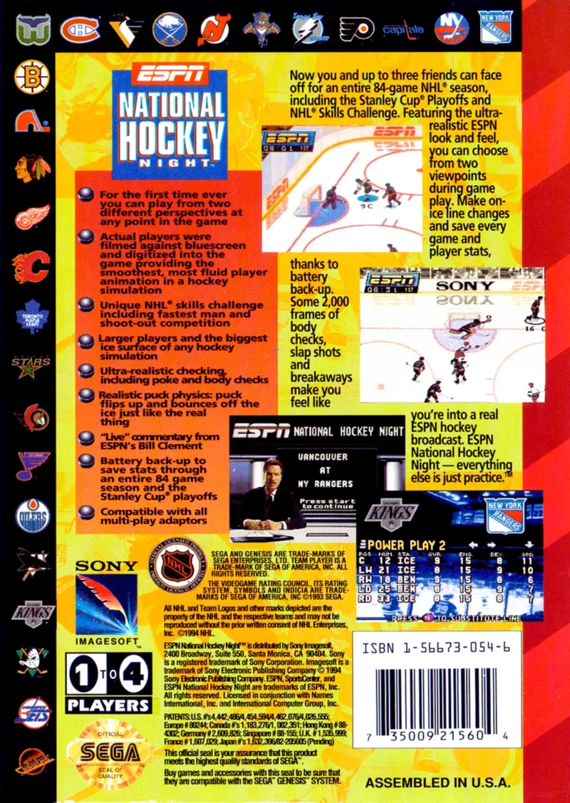 ESPN National Hockey Night box back