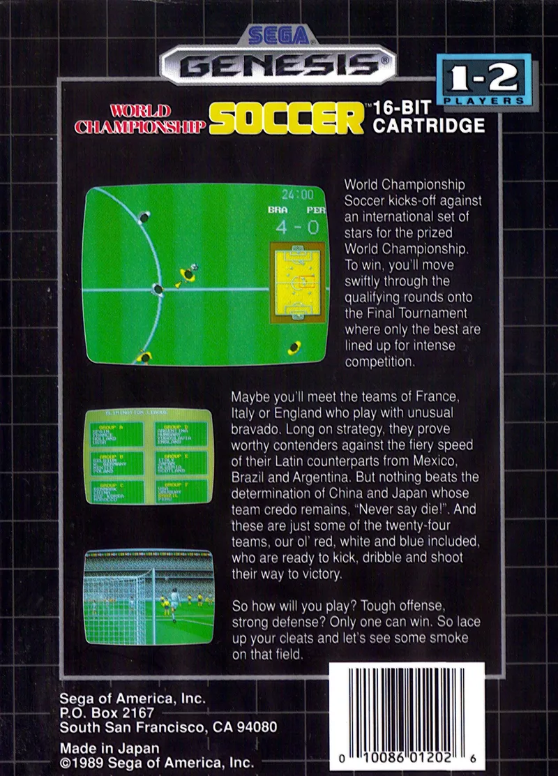 World Championship Soccer box back
