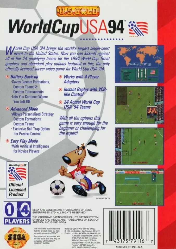 World Cup USA 94 box back