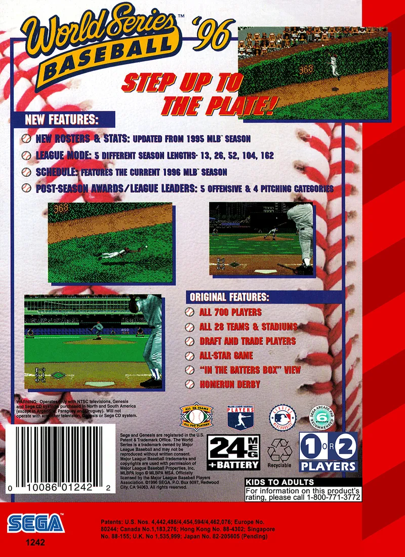 World Series Baseball '96 box back