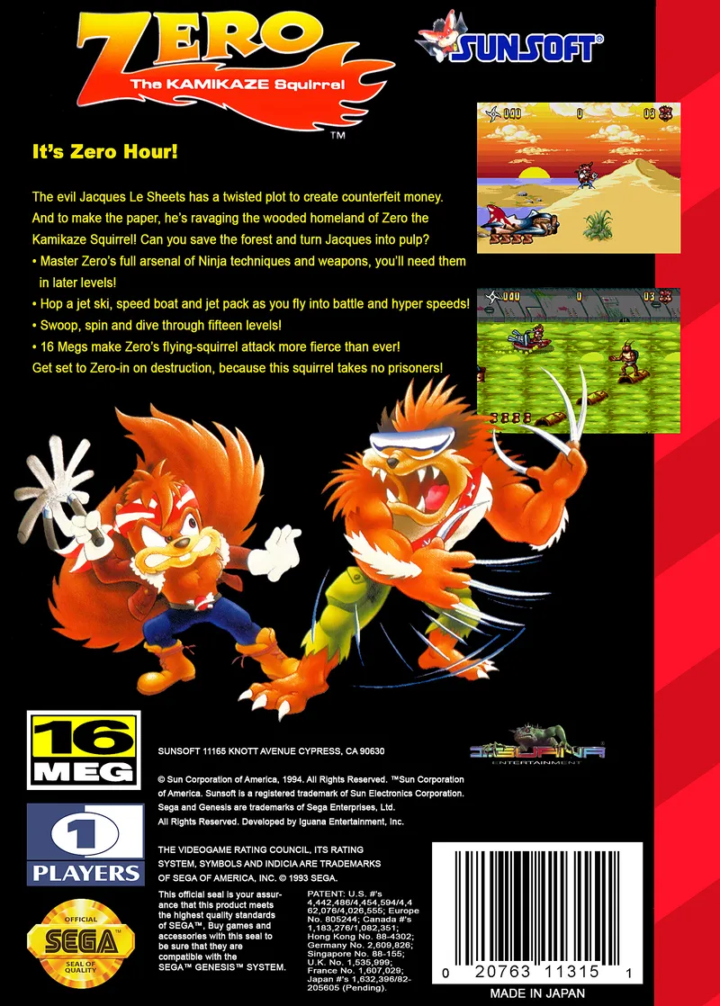 Zero the Kamikaze Squirrel box back