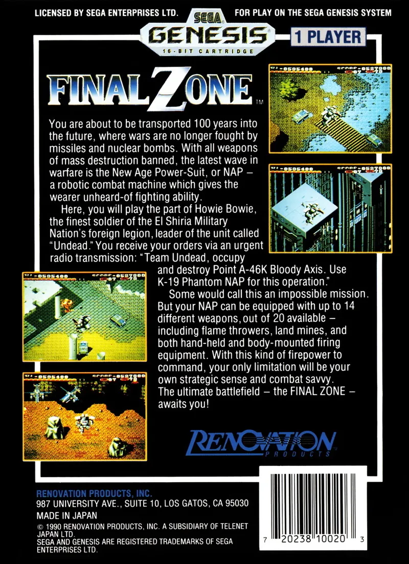 Final Zone box back
