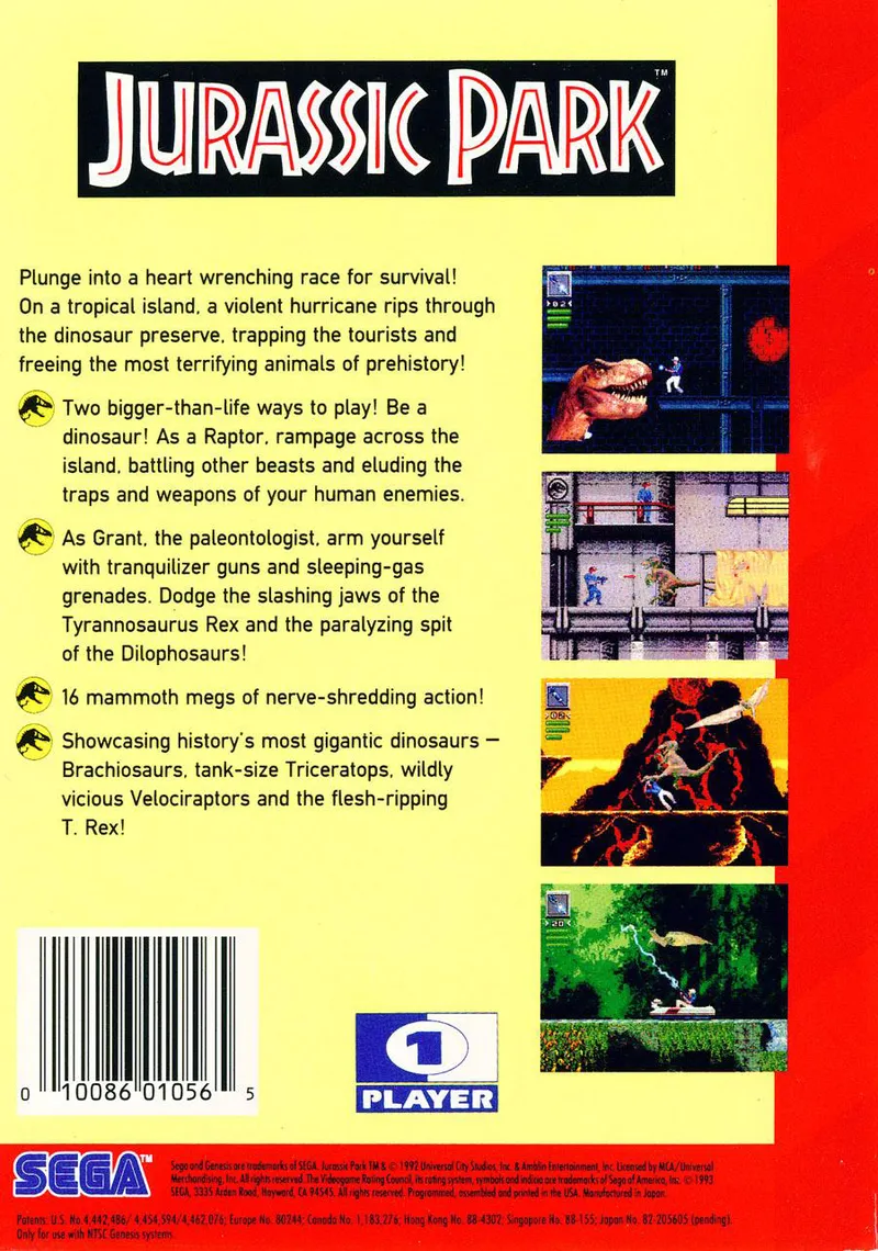 Jurassic Park box back