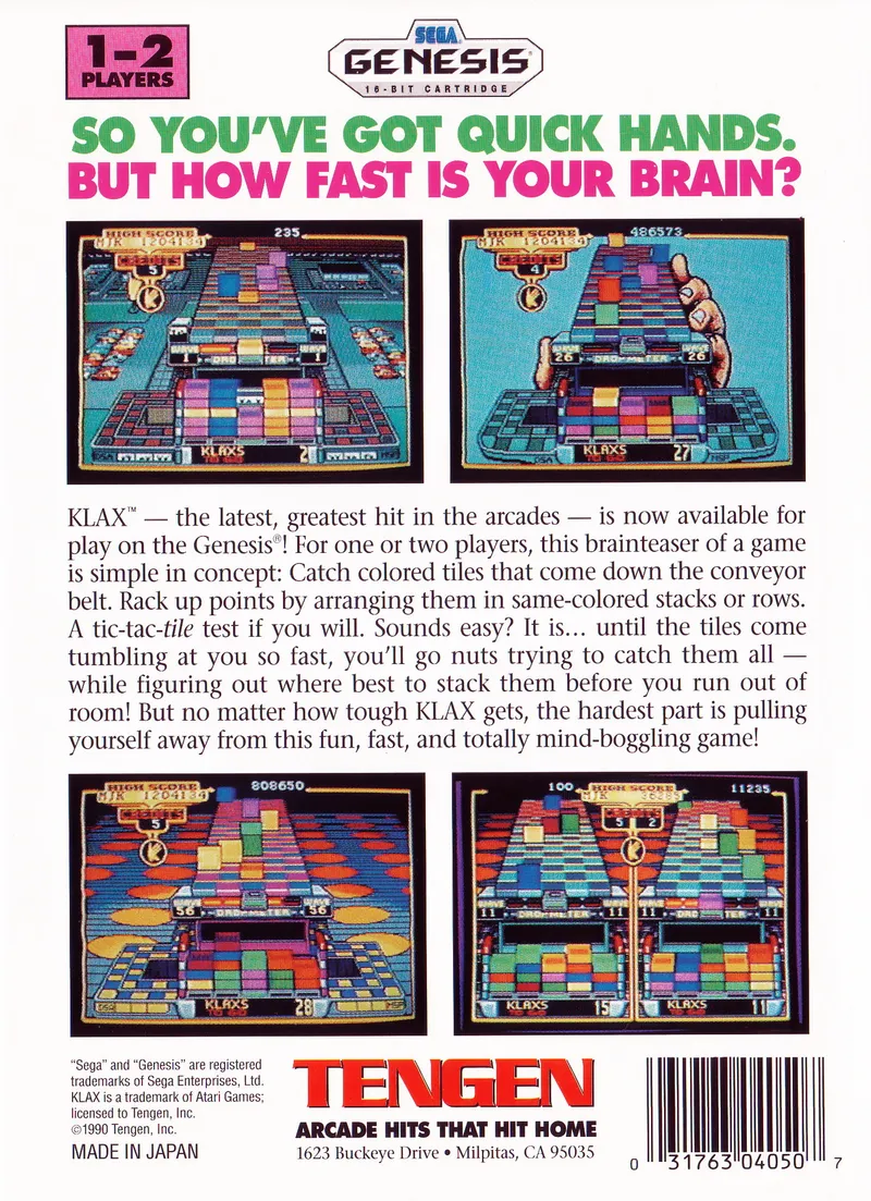 Klax box back