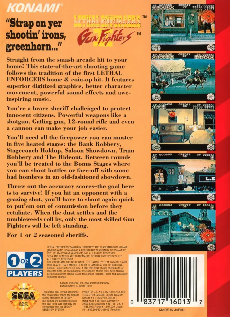 Lethal Enforcers II: Gunfighters box back