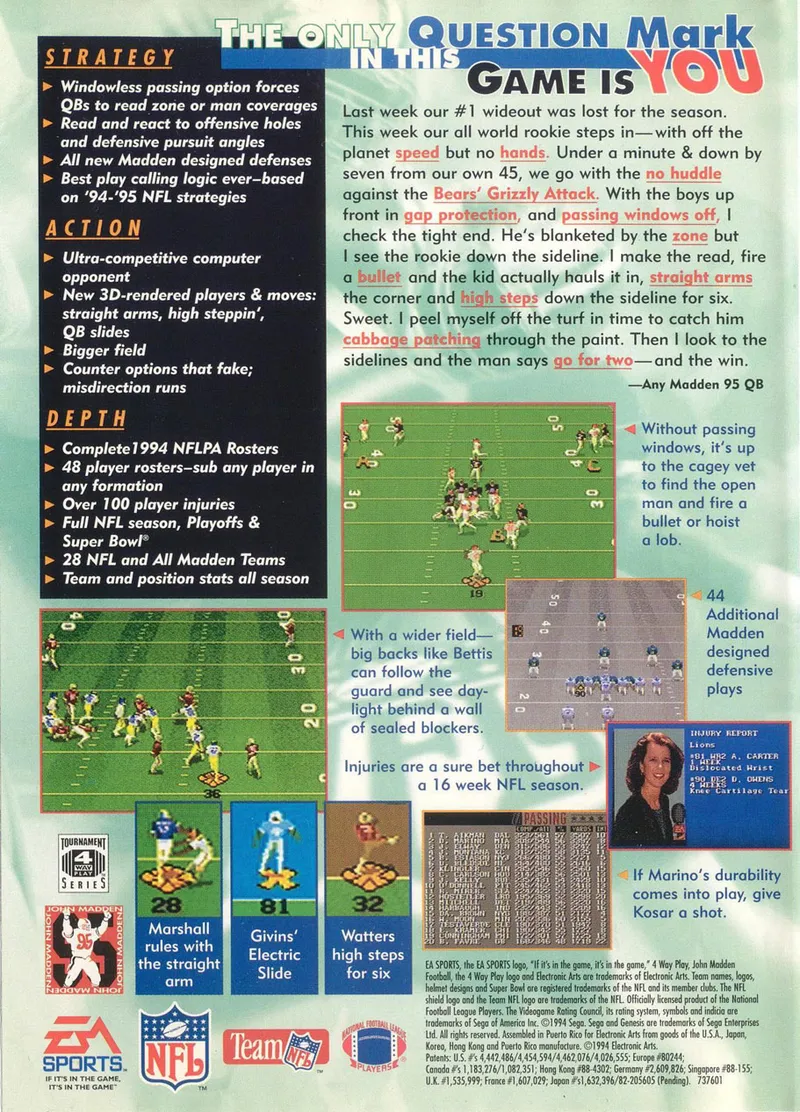 Madden NFL '95 box back