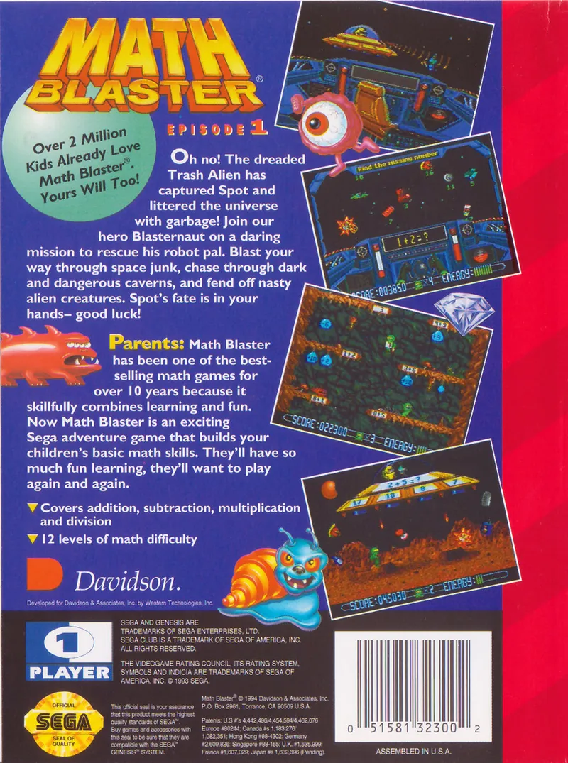 Math Blaster: Episode 1 box back