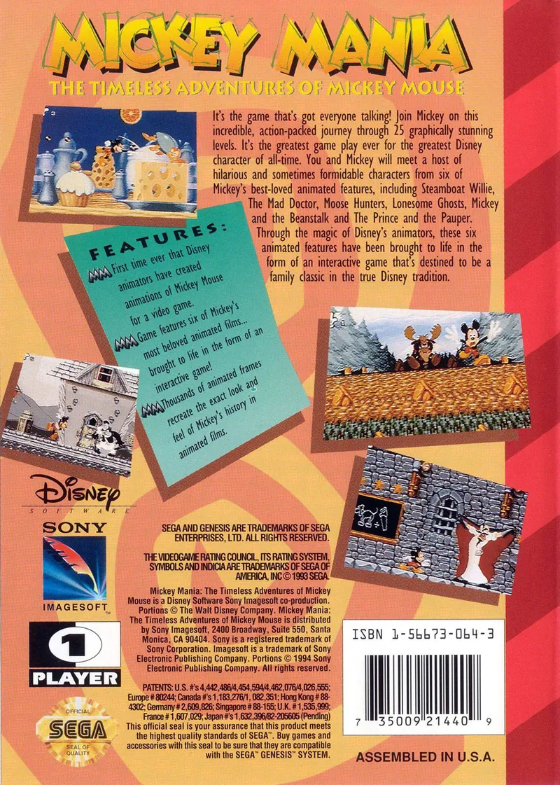 Mickey Mania: The Timeless Adventures of Mickey Mouse box back