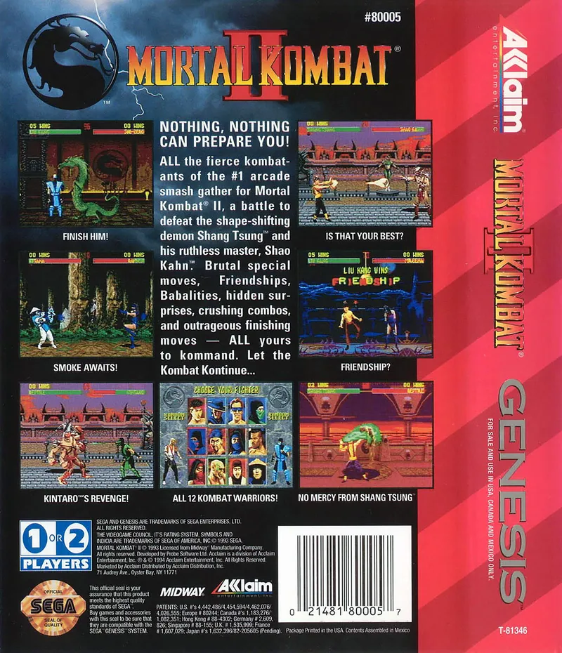 Mortal Kombat II box back