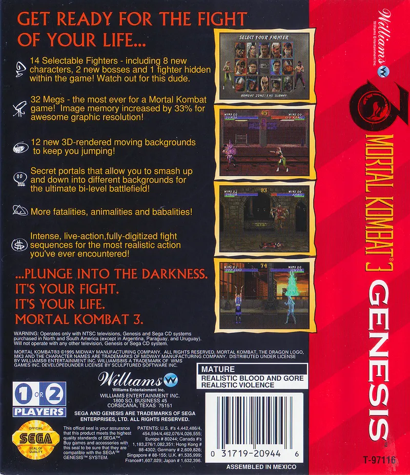 Mortal Kombat 3 box back