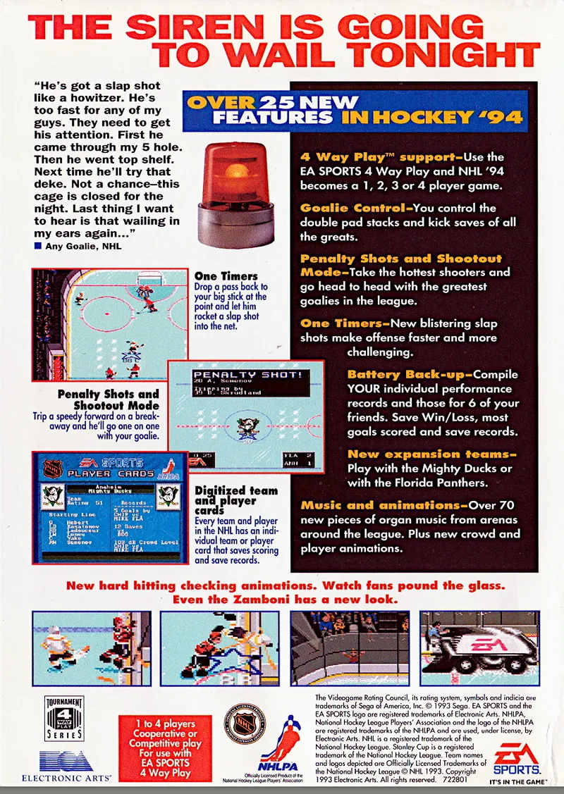 NHL '94 box back