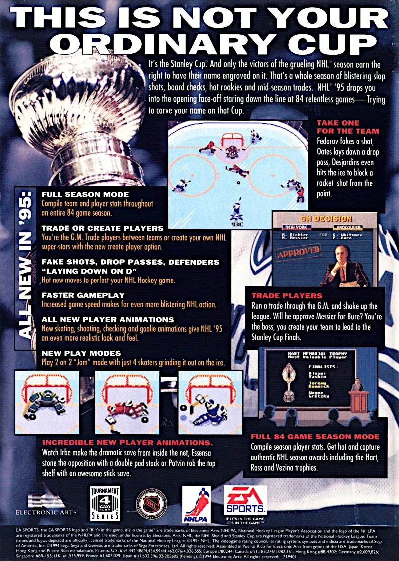 NHL 95 box back