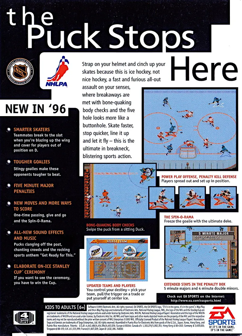 NHL 96 box back