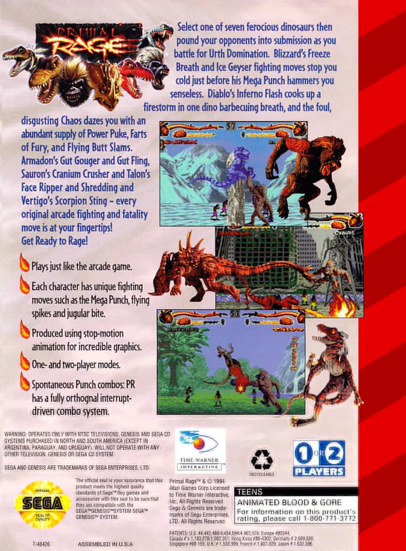 Primal Rage box back