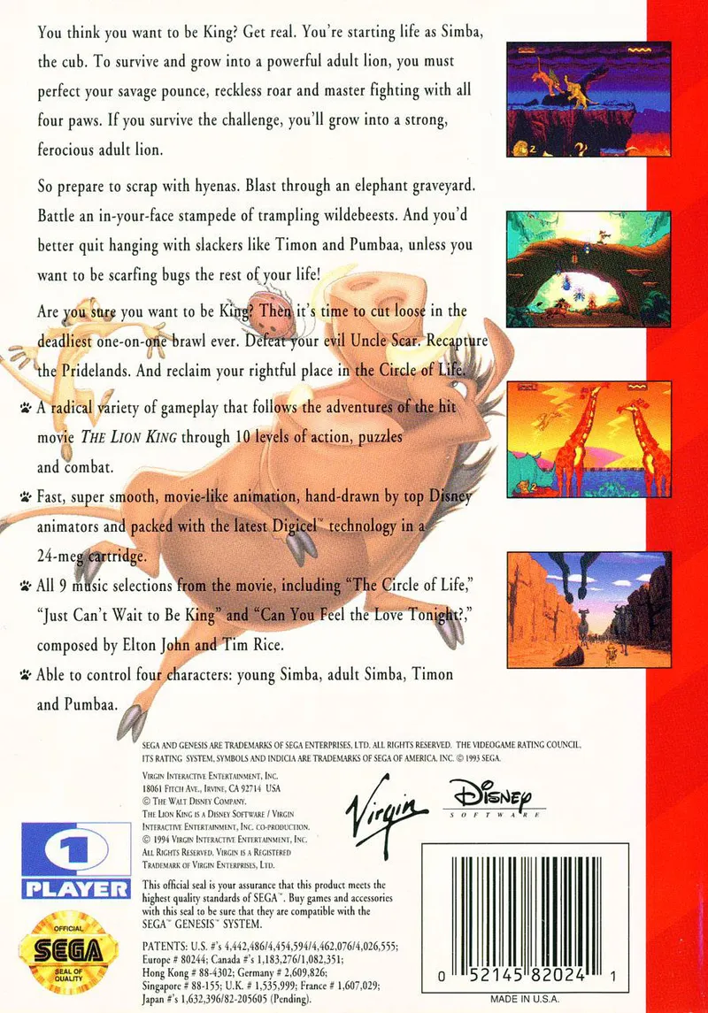 The Lion King box back