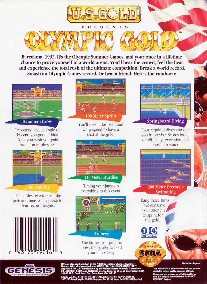 Olympic Gold: Barcelona '92 box back