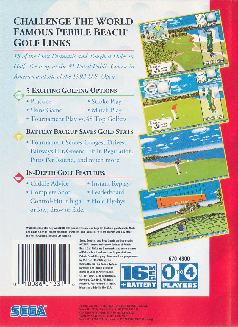 Pebble Beach Golf Links box back