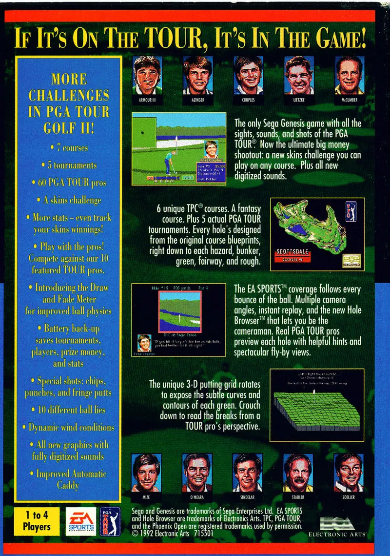 PGA Tour Golf II box back