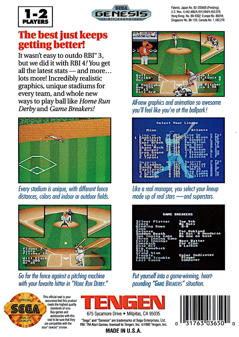 R.B.I. Baseball 4 box back