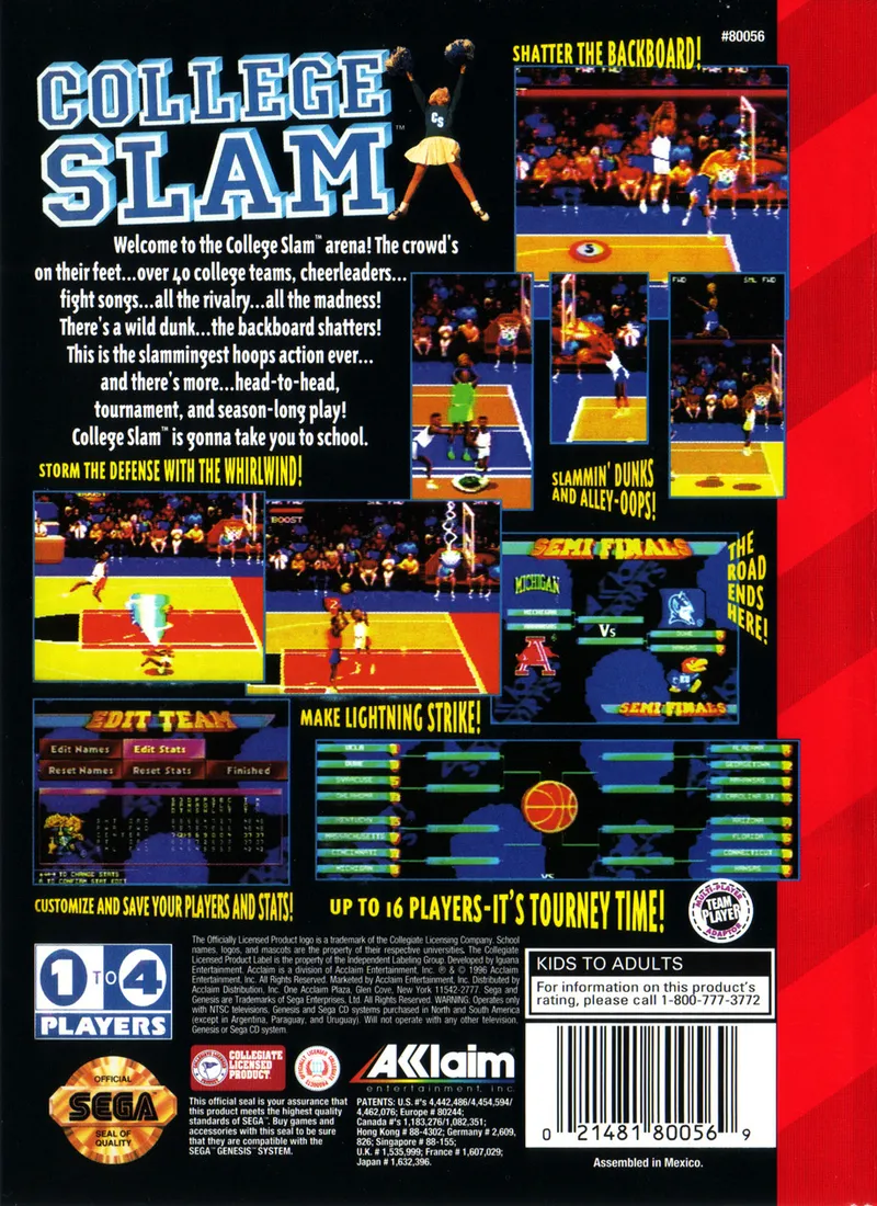 College Slam box back