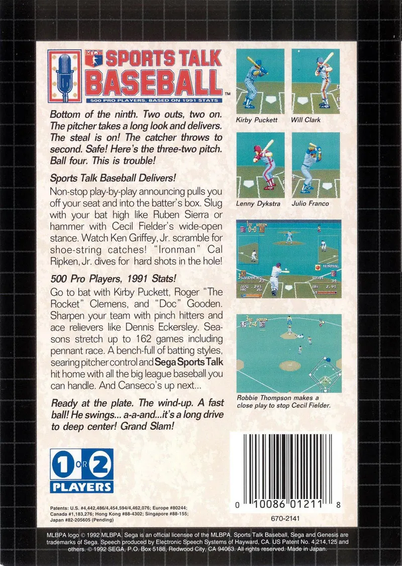 Sports Talk Baseball box back