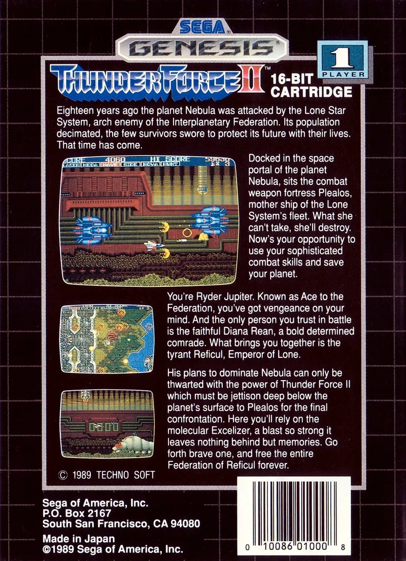 Thunder Force II box back