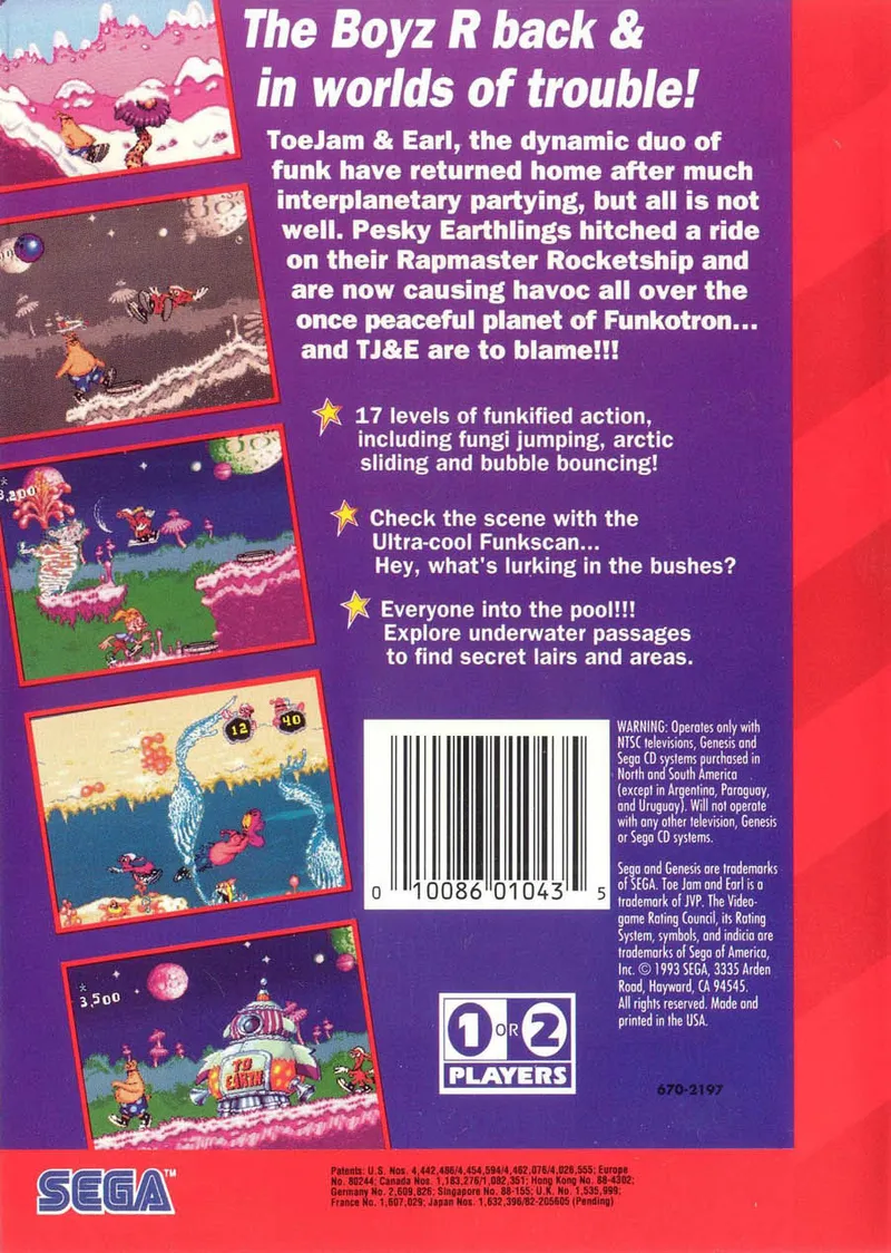 ToeJam & Earl in Panic on Funkotron box back