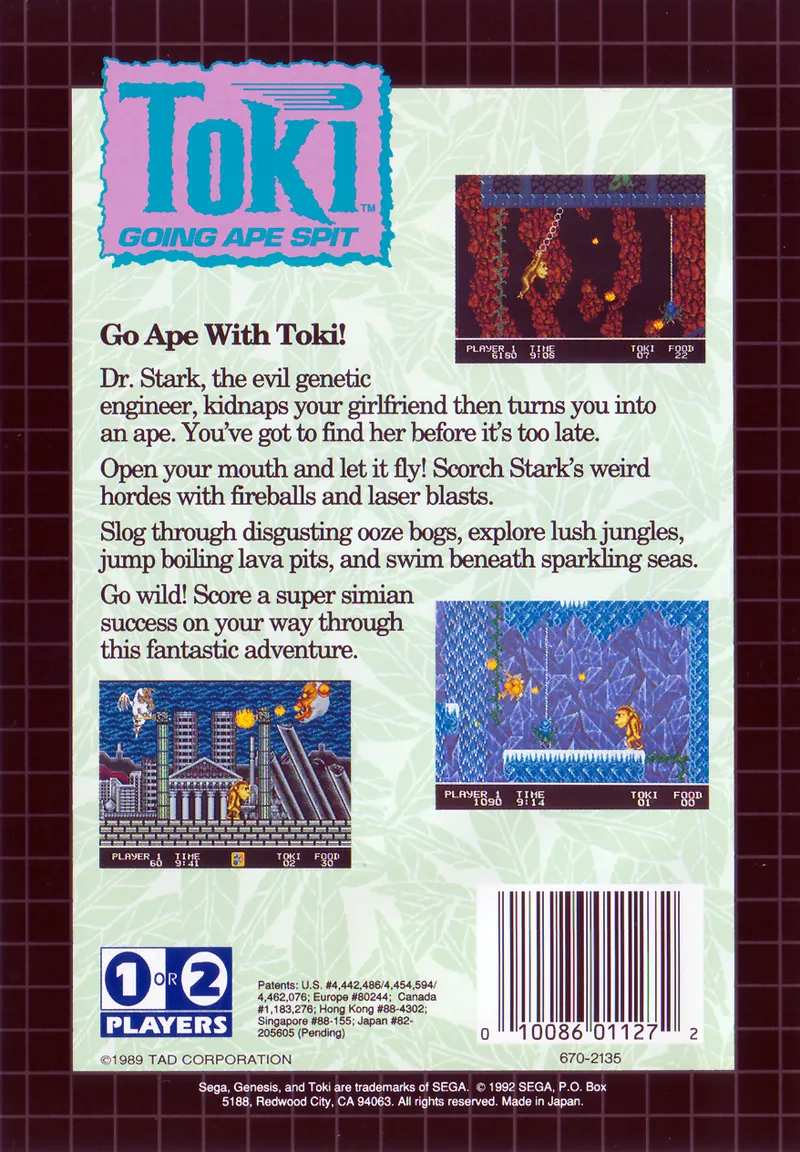 Toki: Going Ape Spit box back