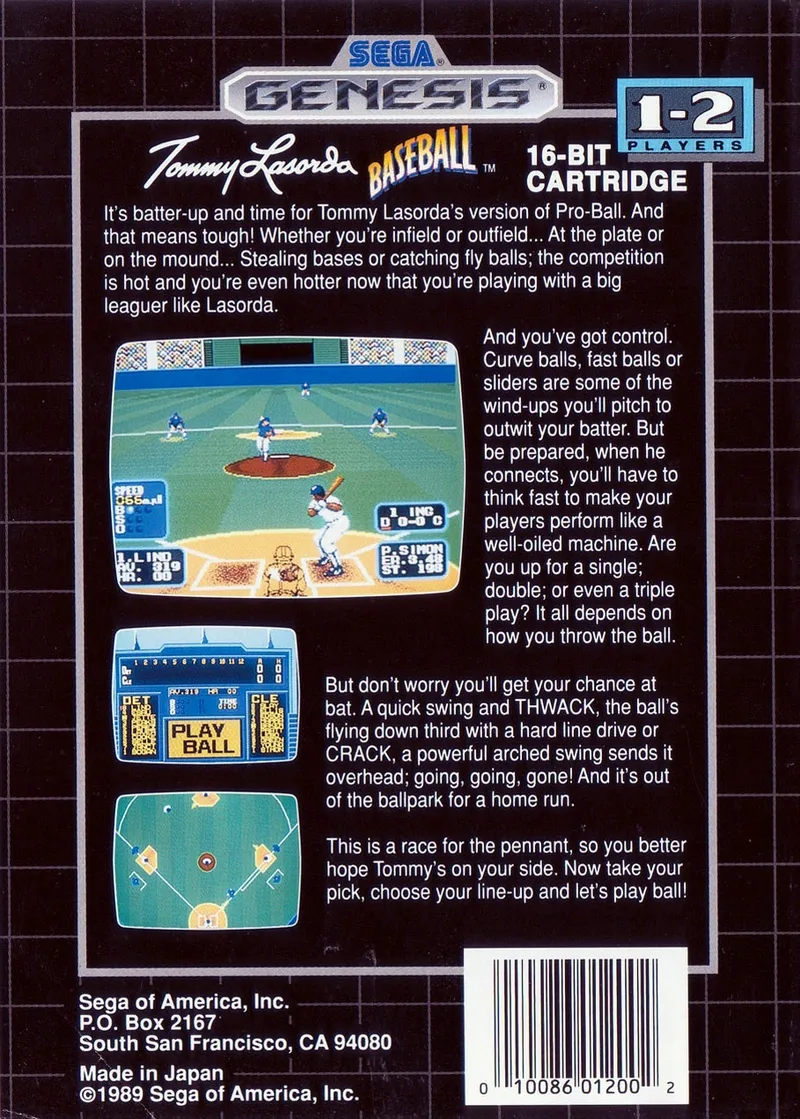 Tommy Lasorda Baseball box back