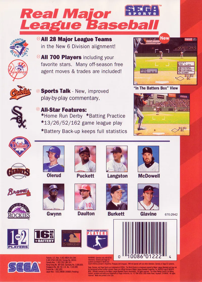 World Series Baseball box back