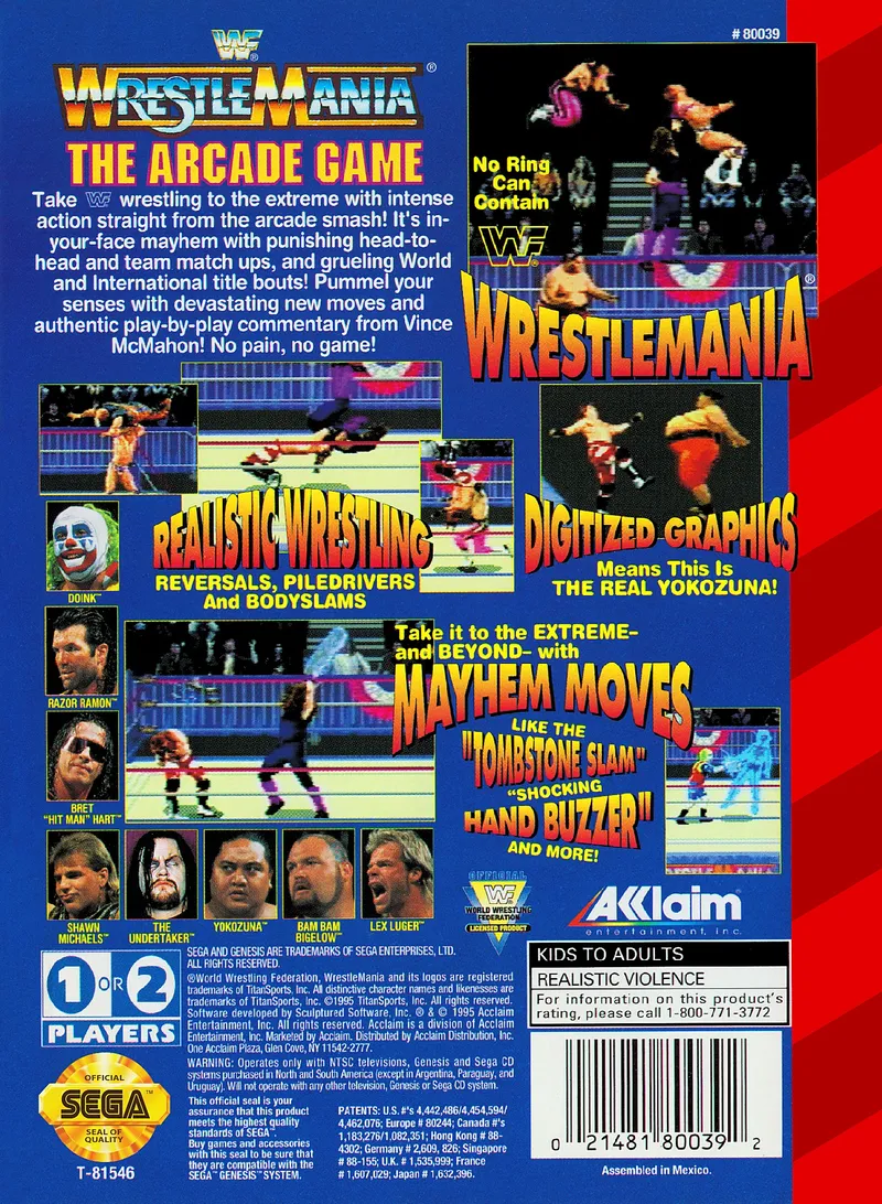 WWF WrestleMania: The Arcade Game box back