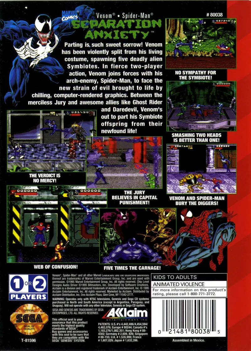 Venom • Spider-Man: Separation Anxiety box back