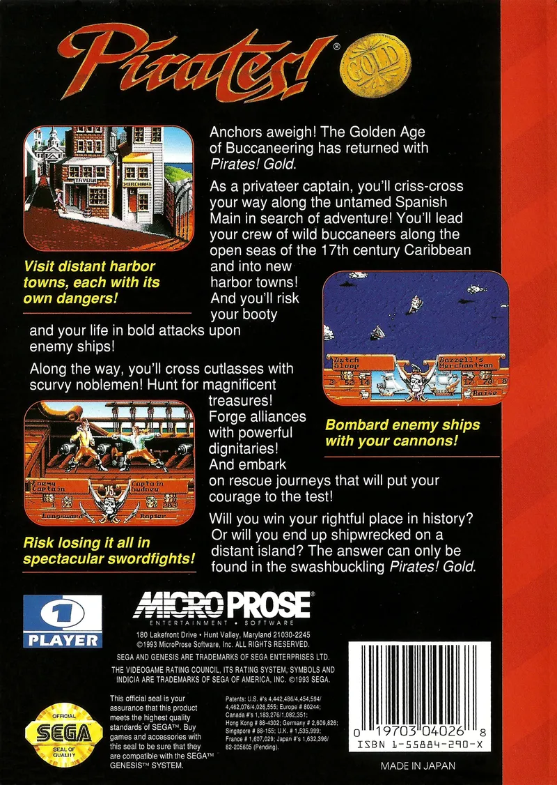 Pirates! Gold box back