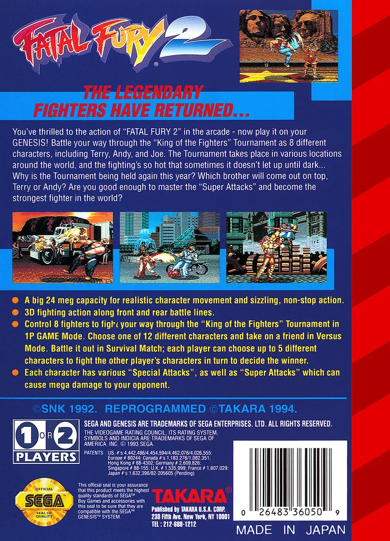 Fatal Fury 2 box back